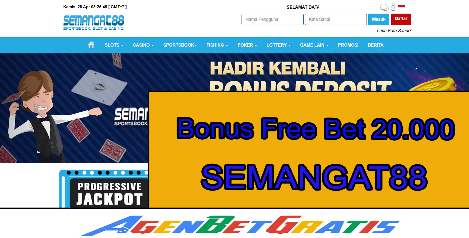 SEMANGAT88 - Bonus FreeBet 20.000