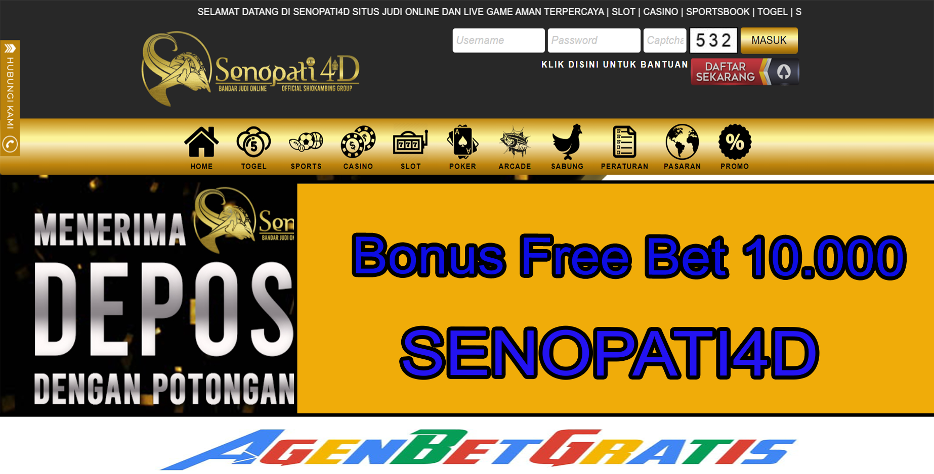 SENOPATI4D - Bonus FreeBet 10.000