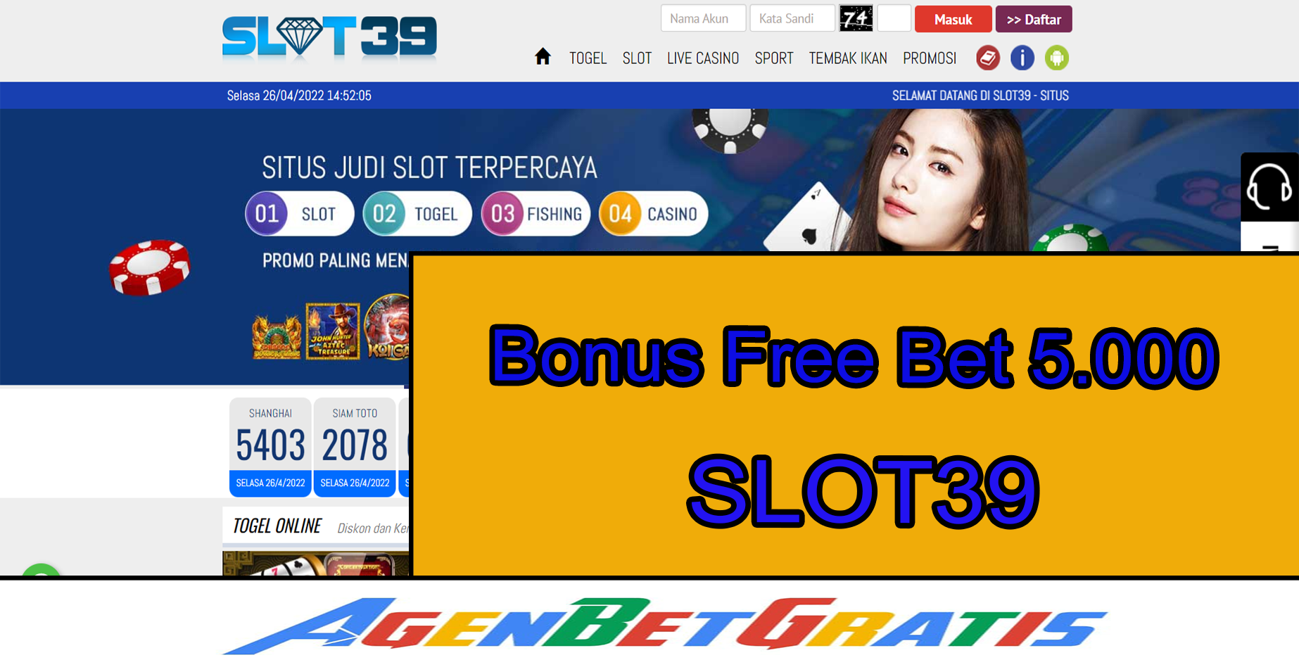 SLOT39 - Bonus FreeBet 5.000