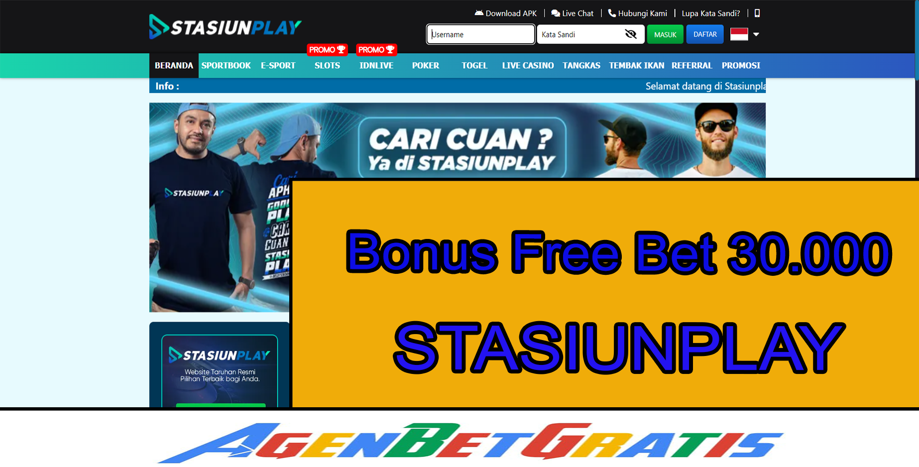 STASIUNPLAY - Bonus FreeBet 30.000