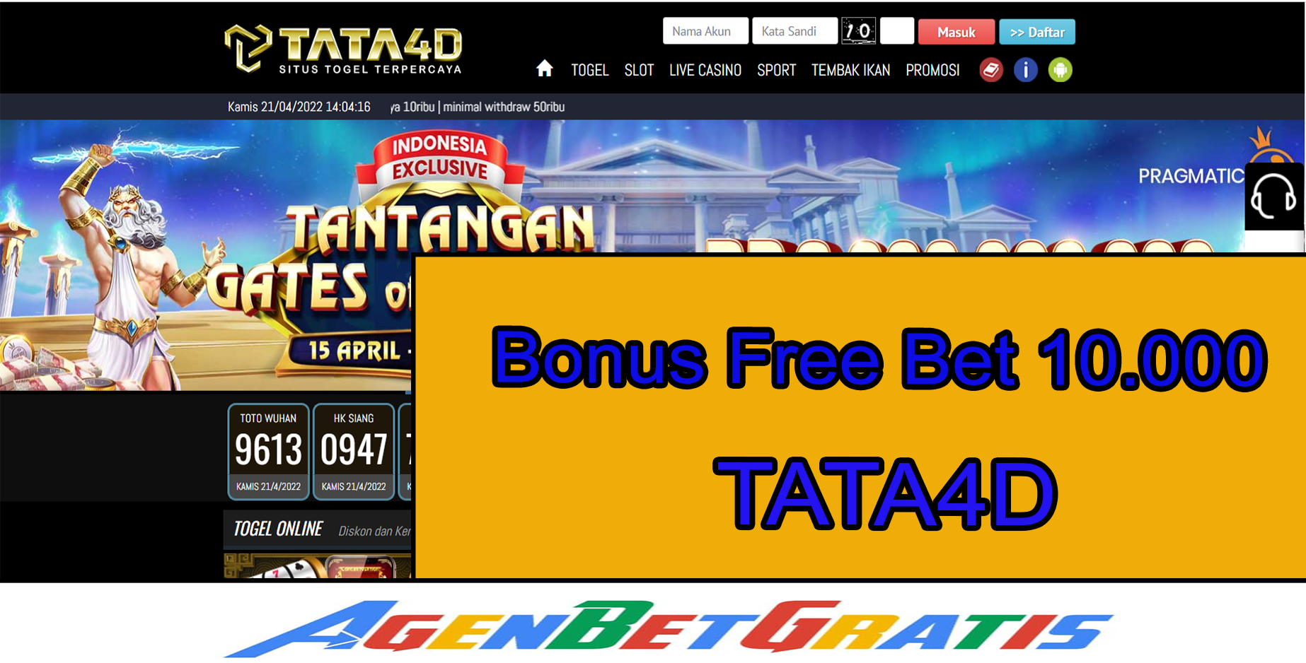 TATA4D - Bonus FreeBet 10.000