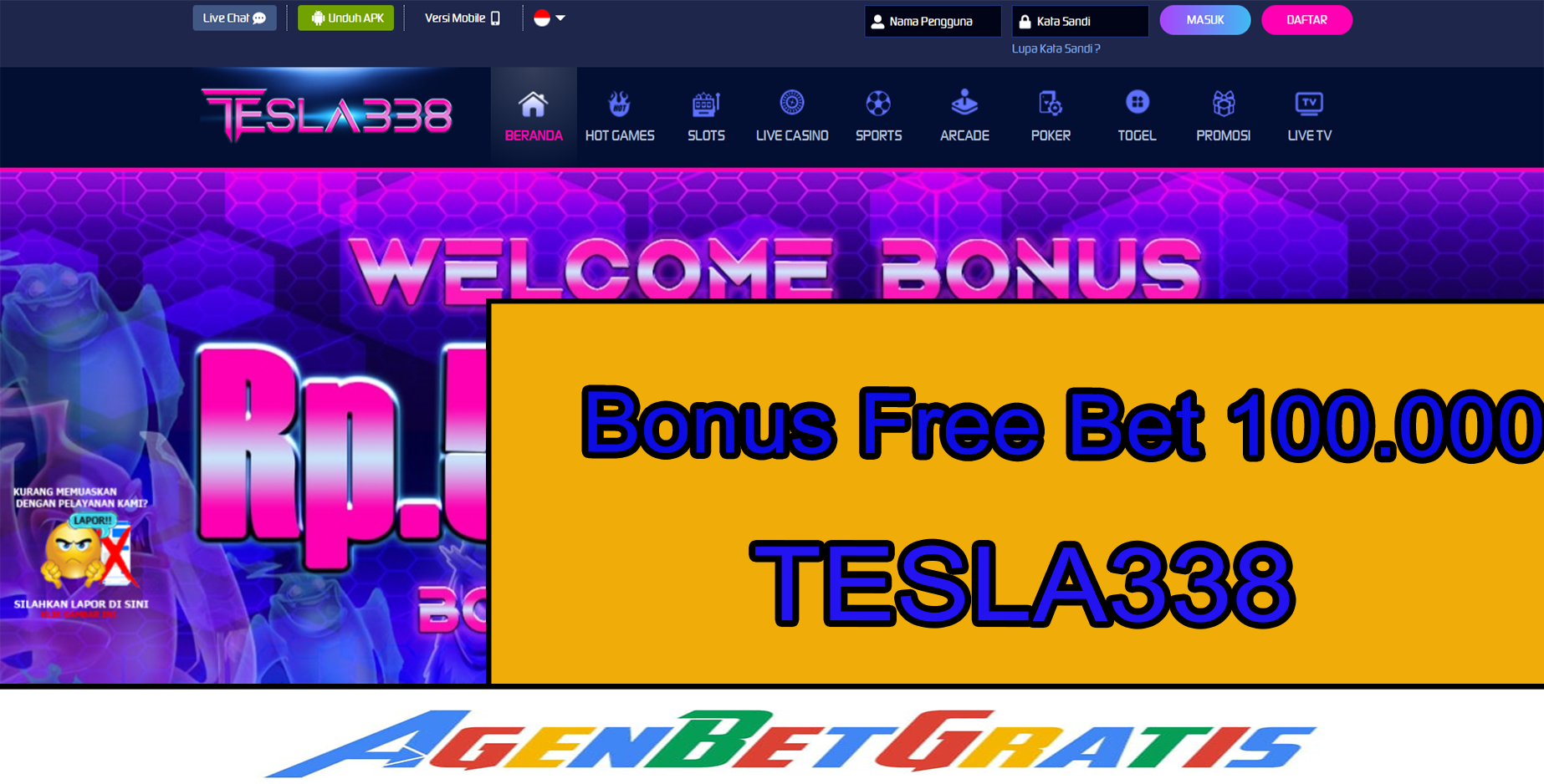 TESLA338 - Bonus FreeBet 100.000