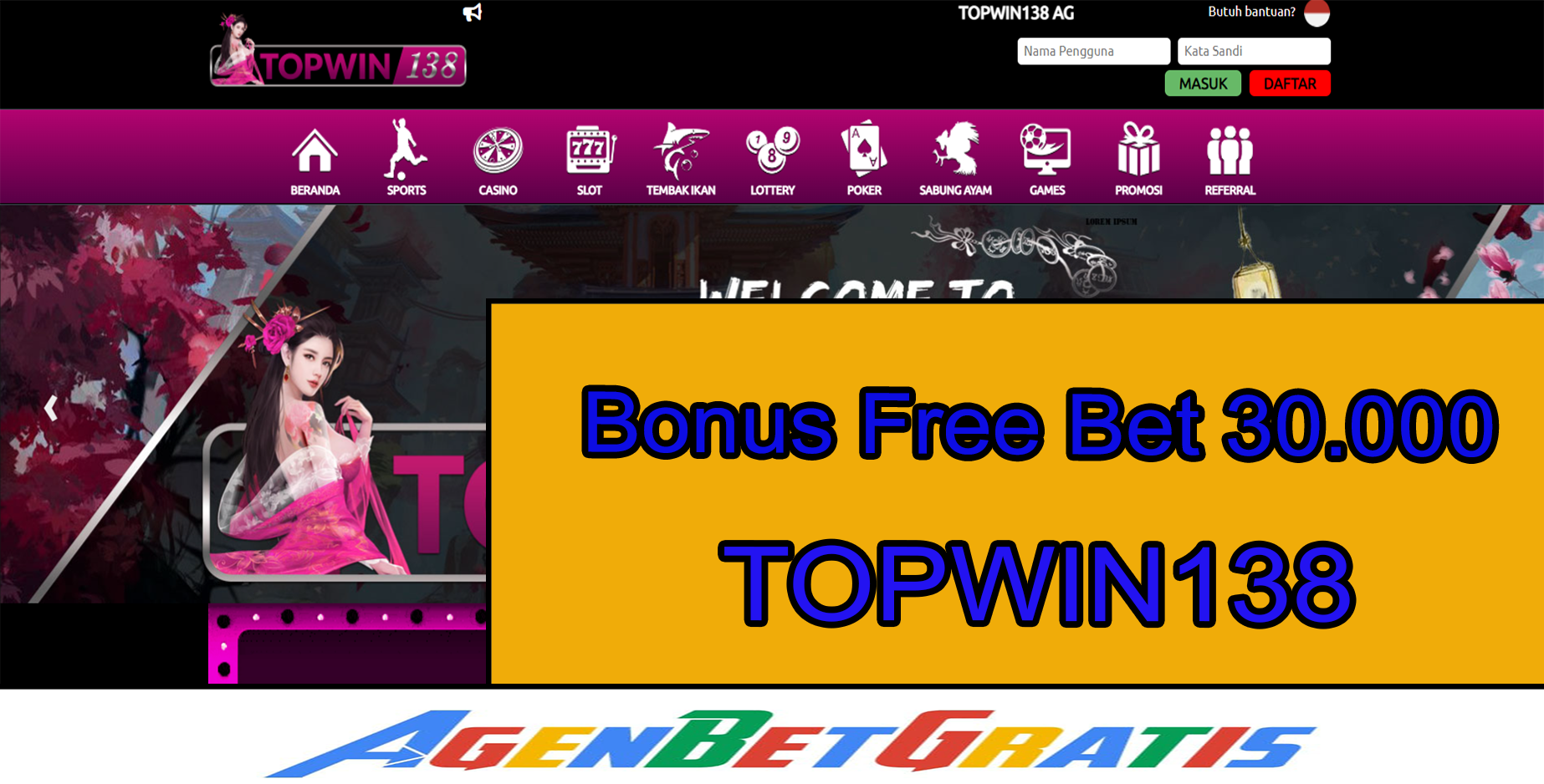 TOPWIN138 - Bonus FreeBet 30.000