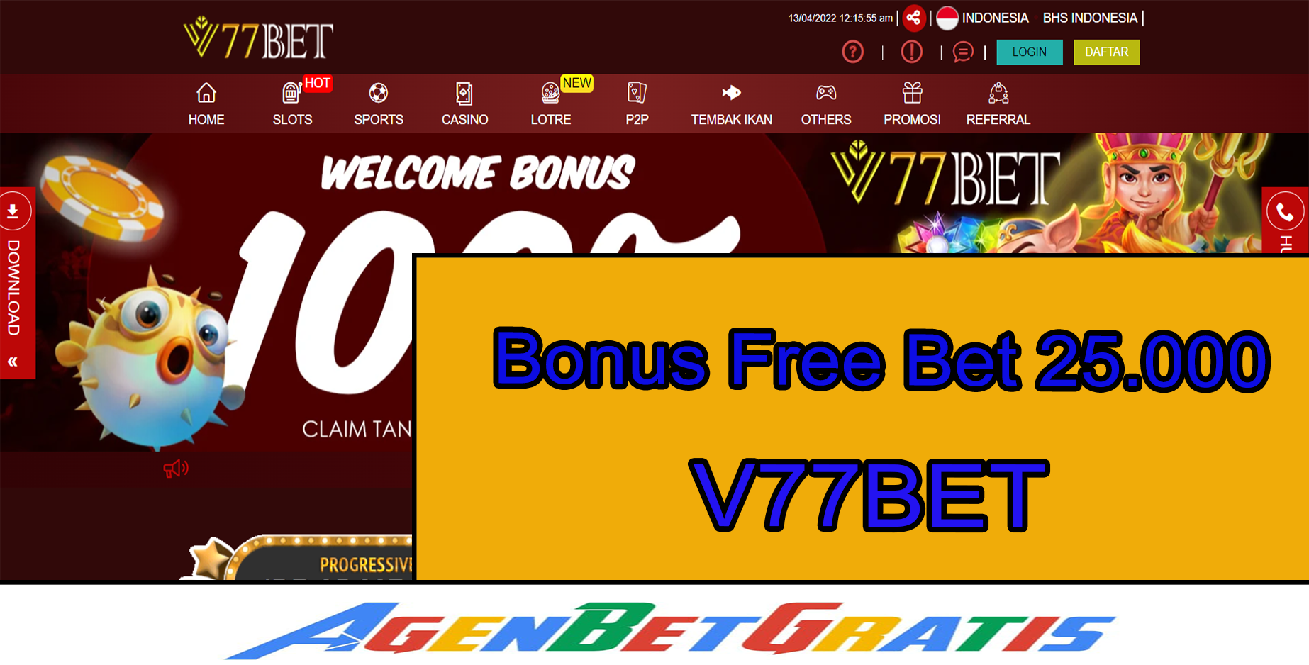 V77BET - Bonus FreeBet 25.000