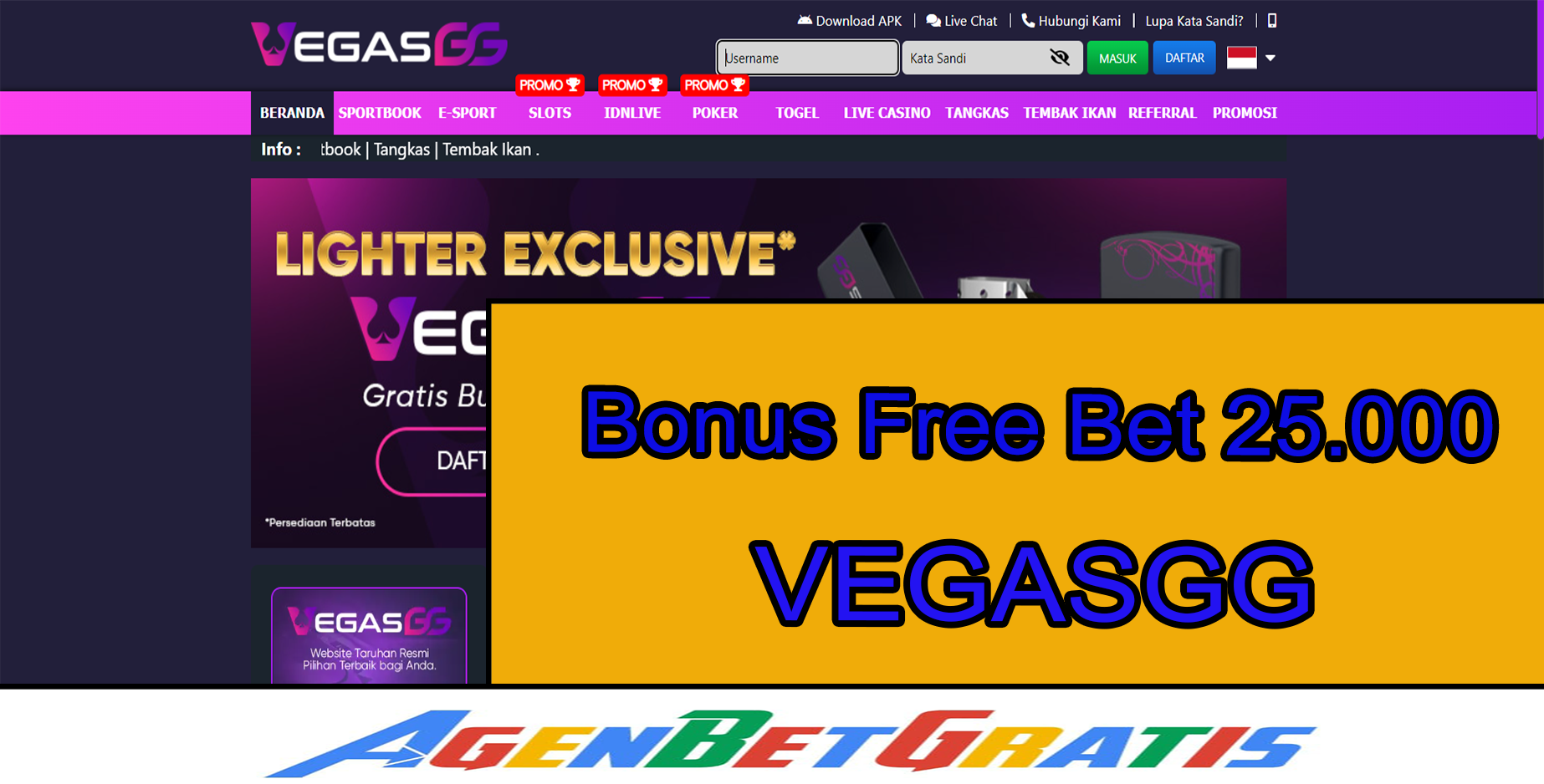 VEGASGG - Bonus FreeBet 25.000