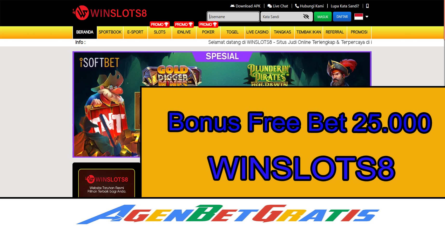 WINSLOTS8 - Bonus FreeBet 25.000