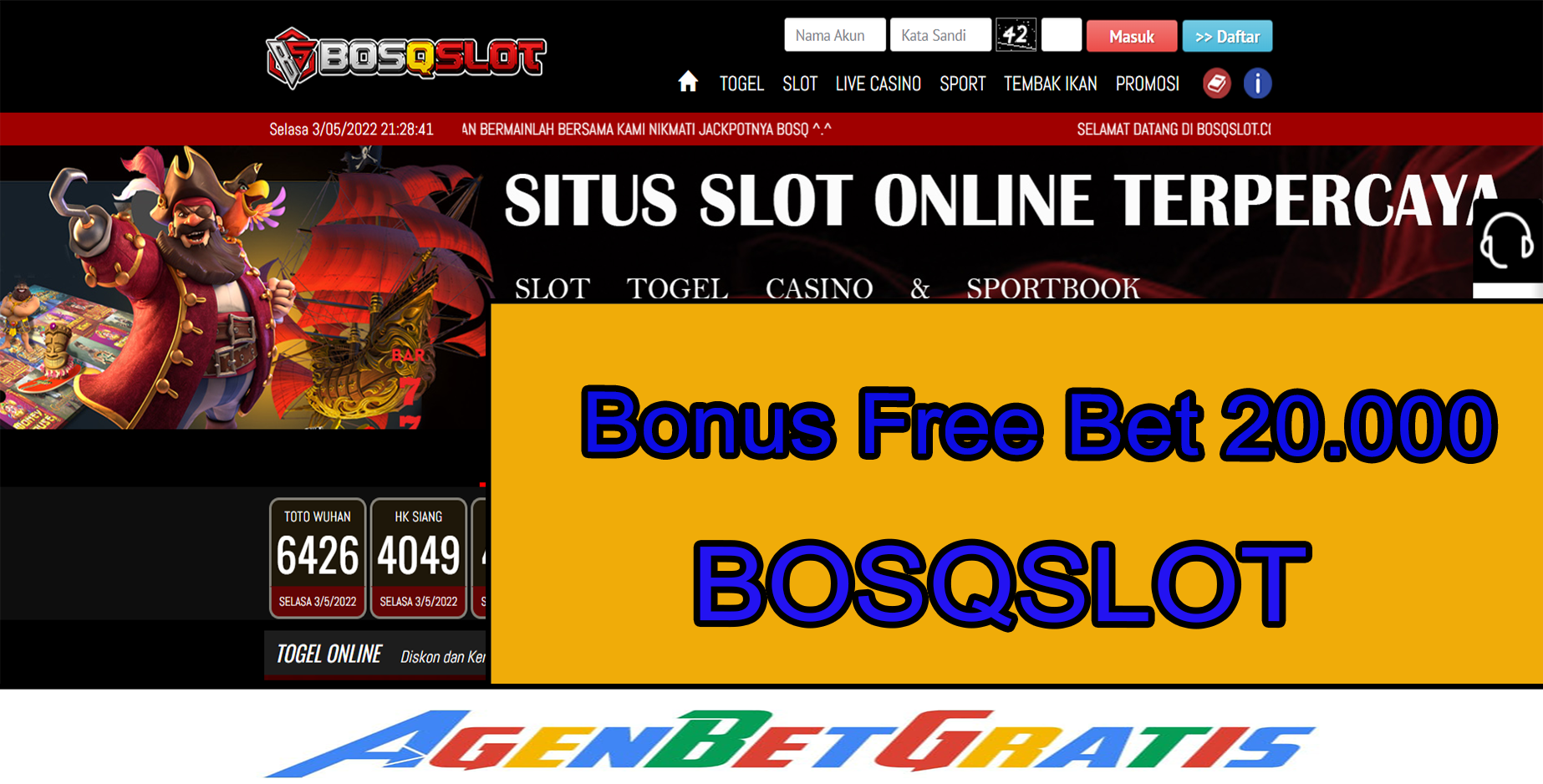 BOSQSLOT - Bonus FreeBet 20.000