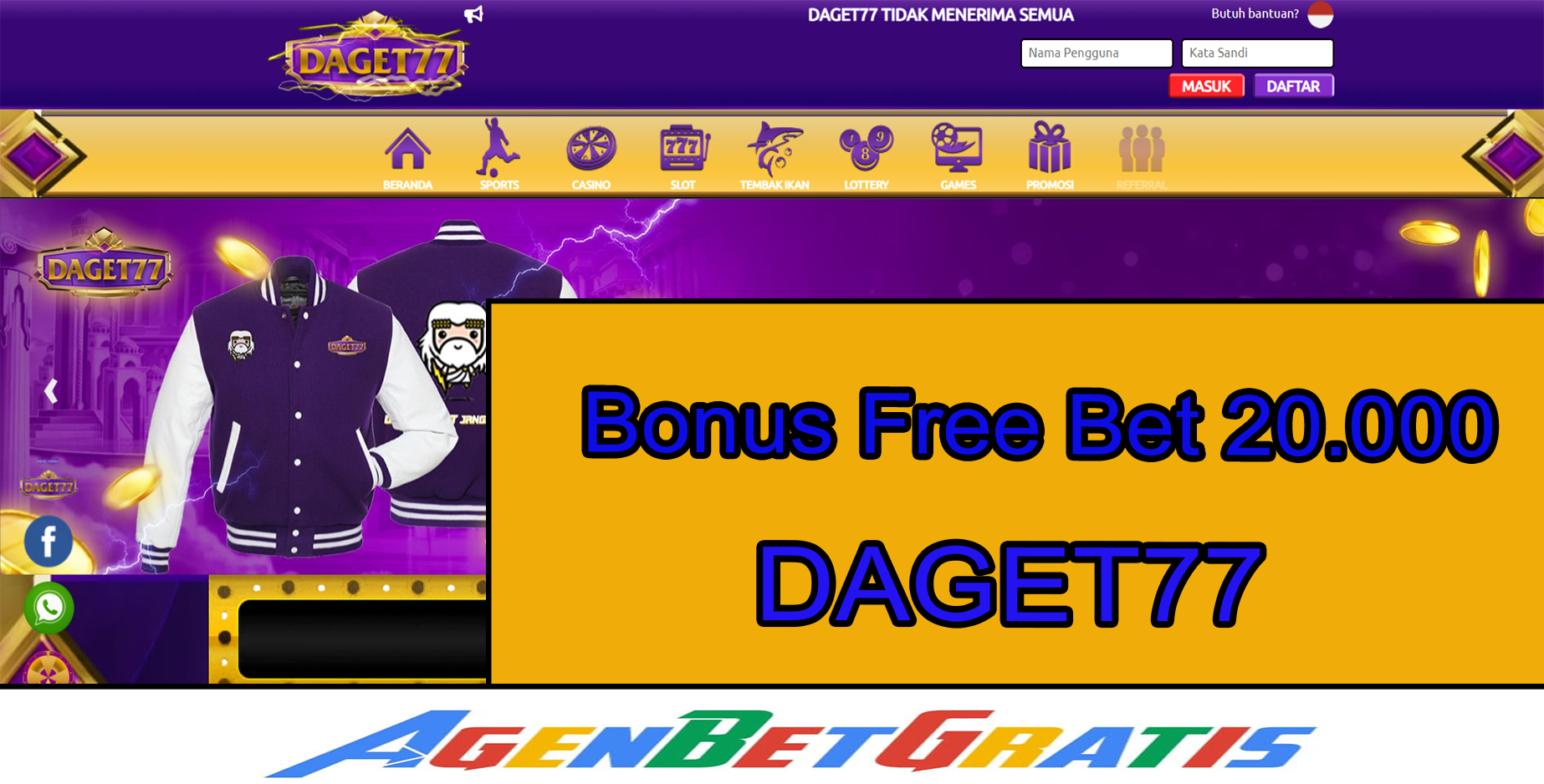 DAGET77 - Bonus FreeBet 20.000