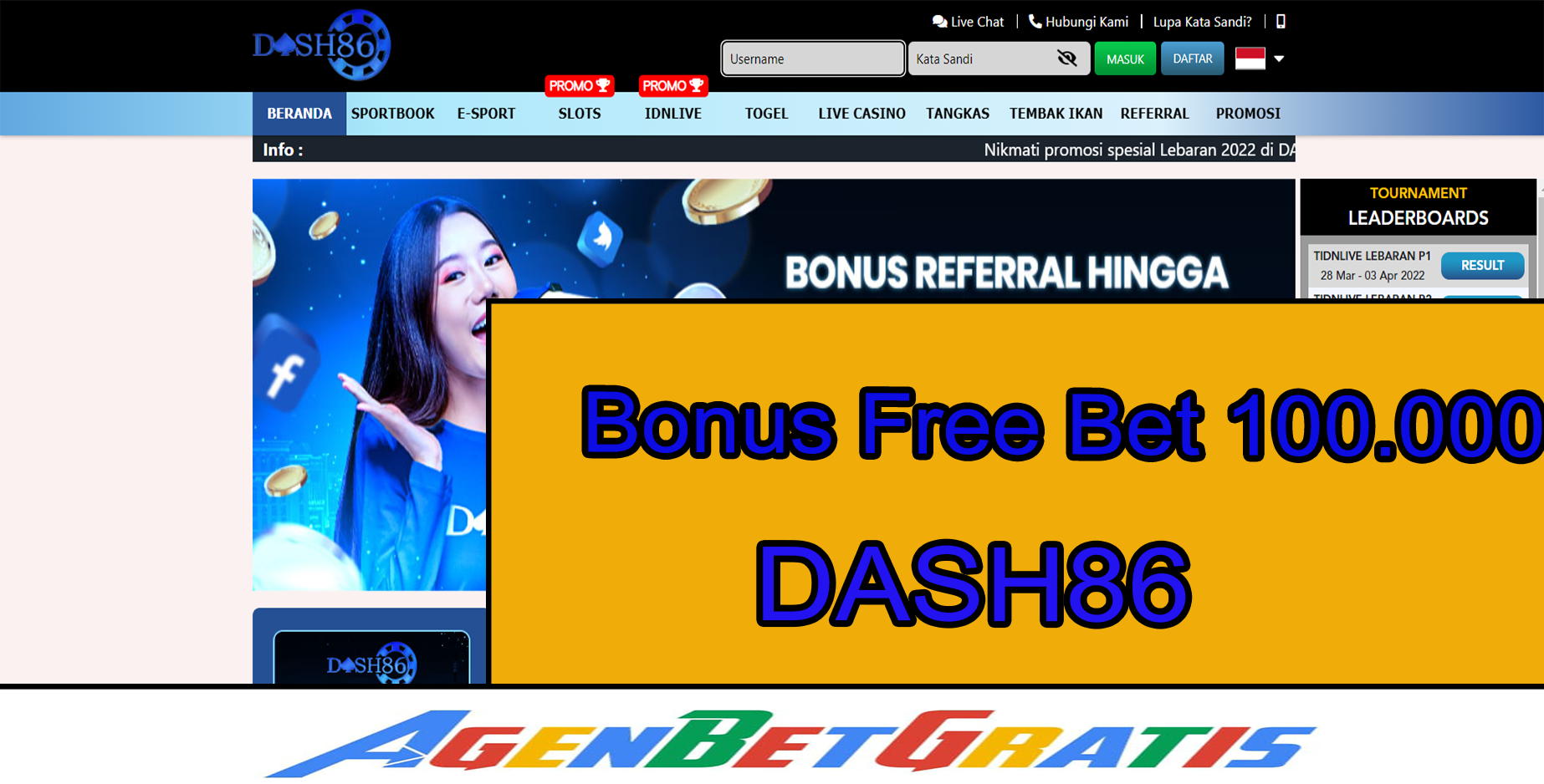 DASH86 - Bonus FreeBet 100.000