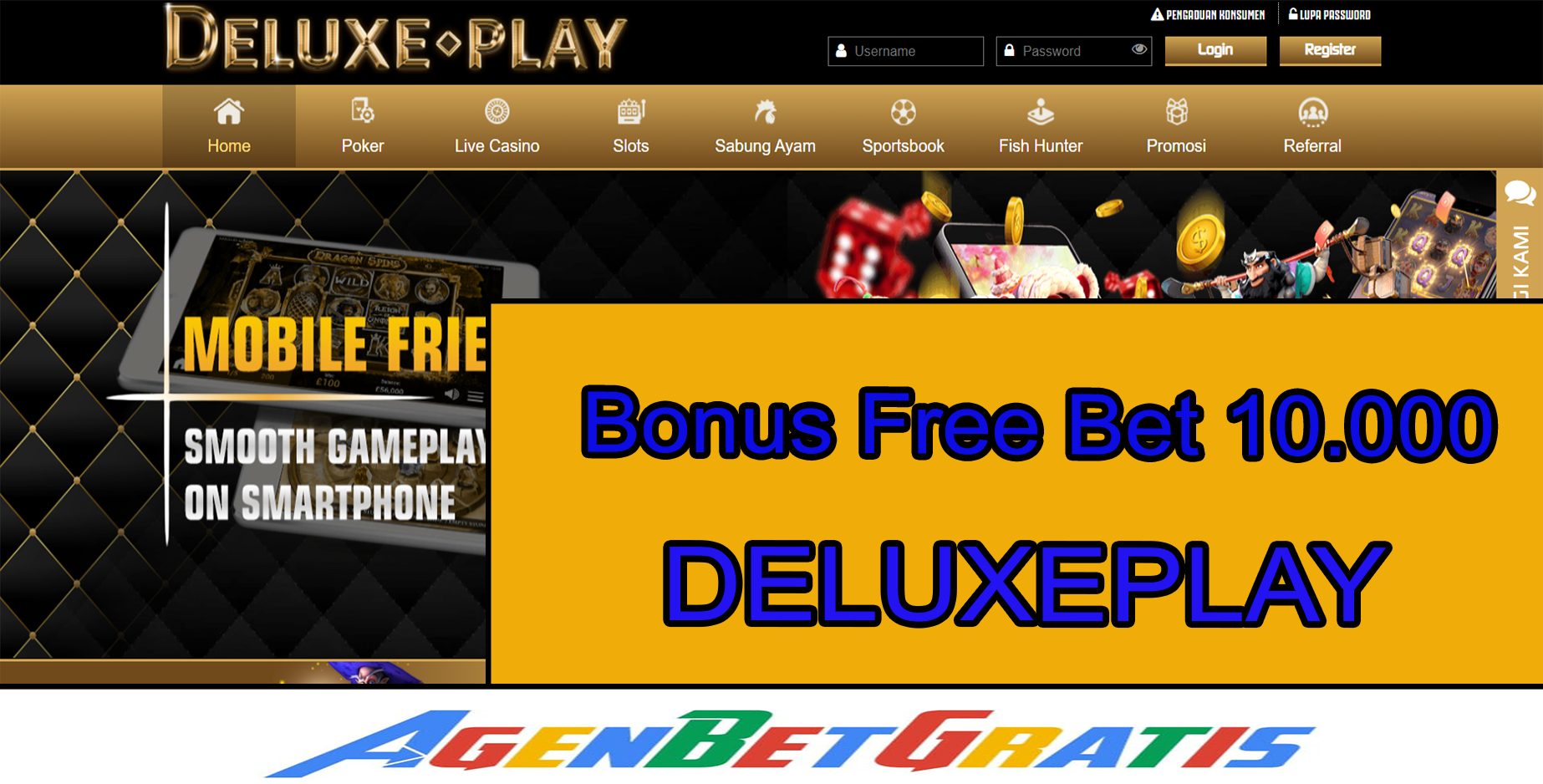 DELUXEPLAY - Bonus FreeBet 10.000