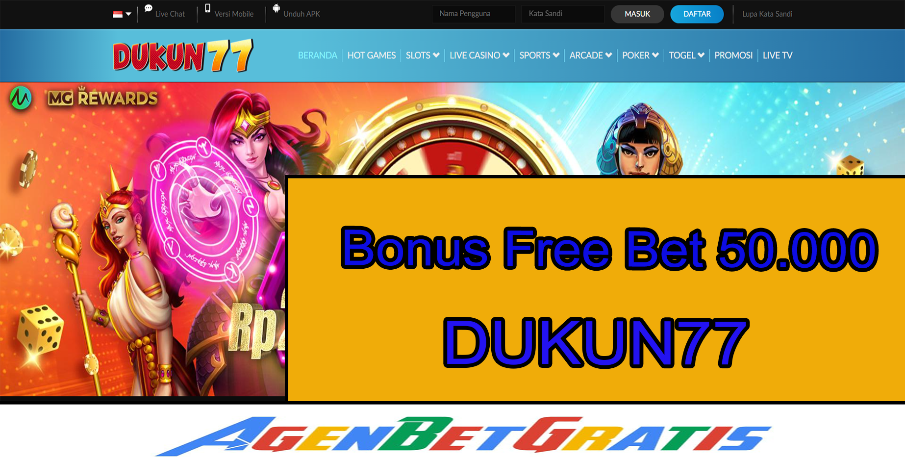 DUKUN77 - Bonus FreeBet 50.000