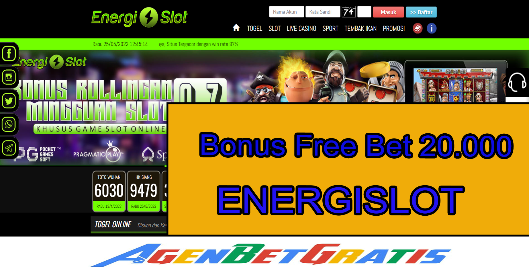 ENERGISLOT - Bonus FreeBet 20.000