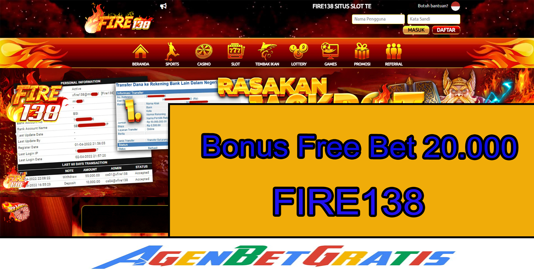 FIRE138 - Bonus FreeBet 20.000