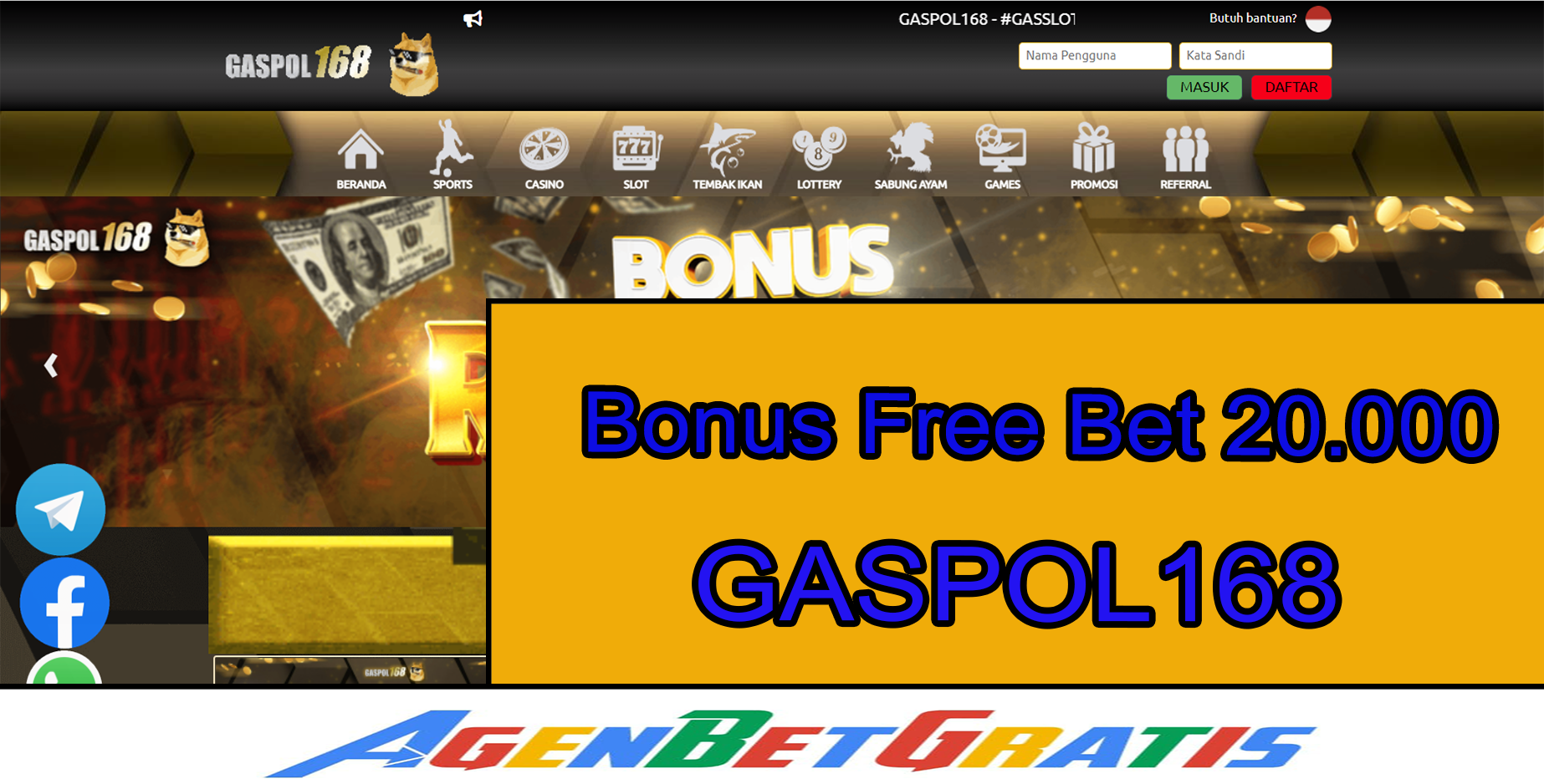 GASPOL168 - Bonus FreeBet 20.000