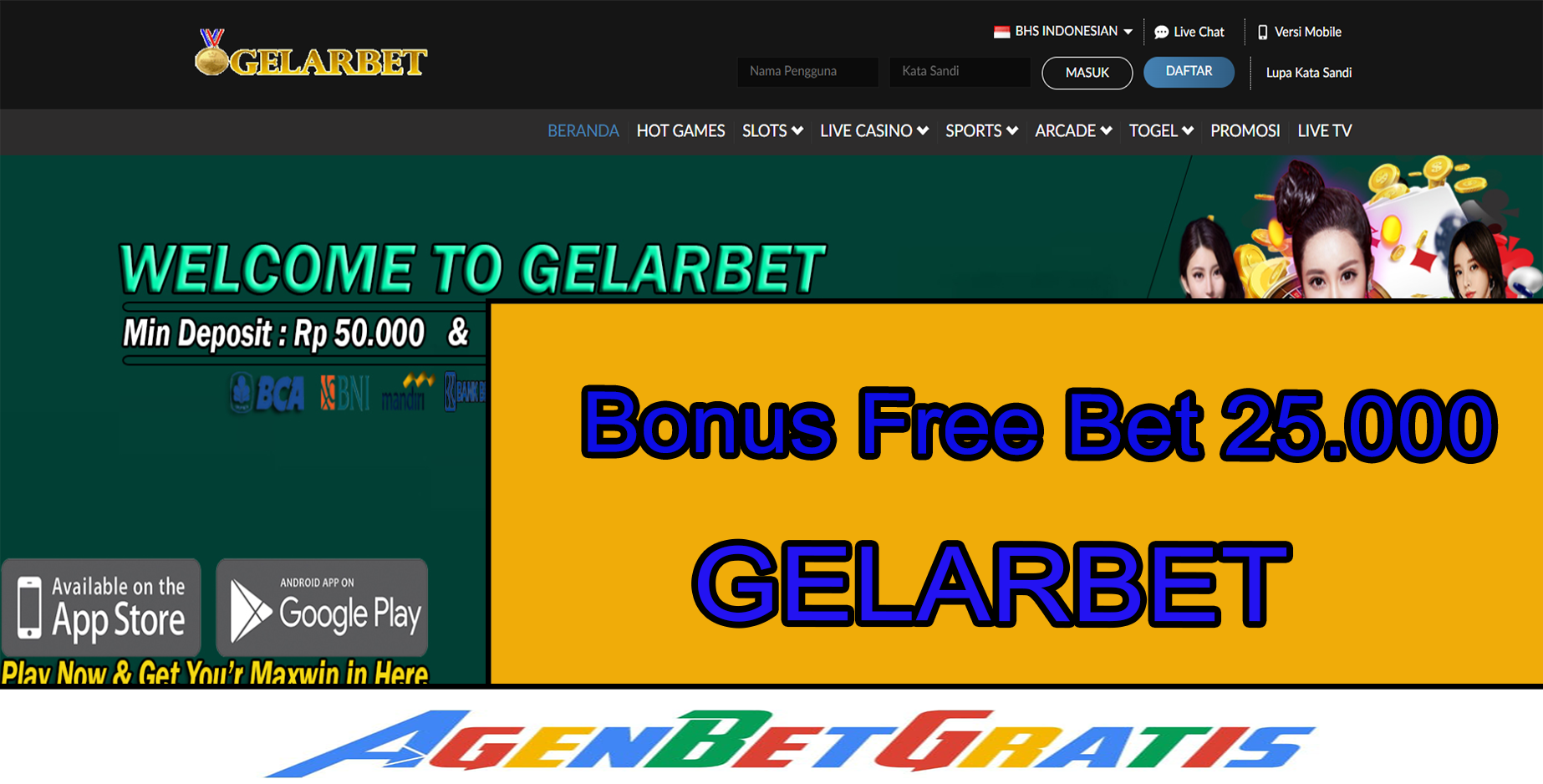 GELARBET - Bonus FreeBet 25.000
