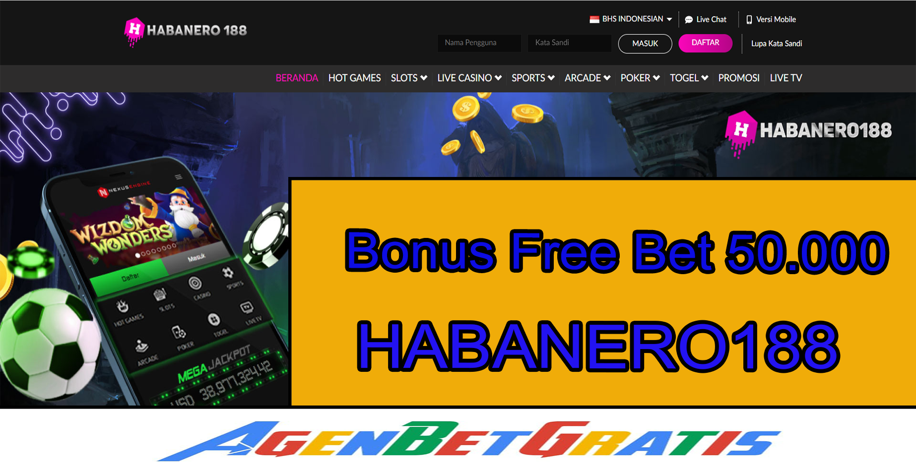 HABANERO188 - Bonus FreeBet 50.000