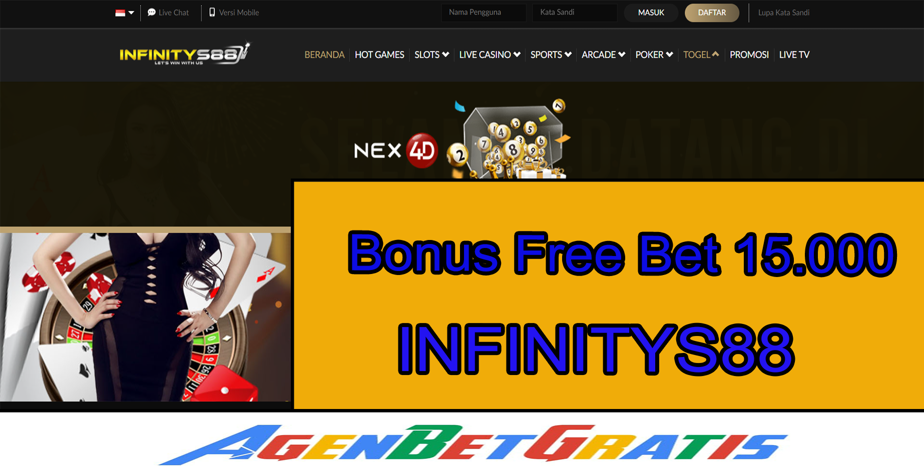 INFINITYS88 - Bonus FreeBet 15.000