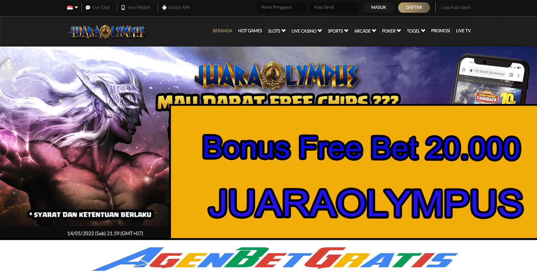 JUARAOLYMPUS - Bonus FreeBet 20.000