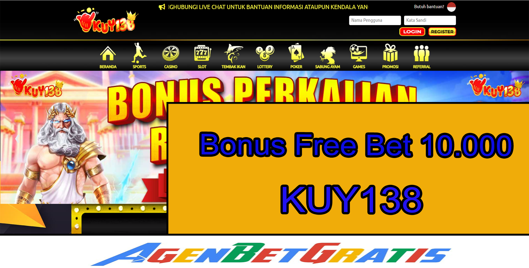 KUY138 - Bonus FreeBet 10.000