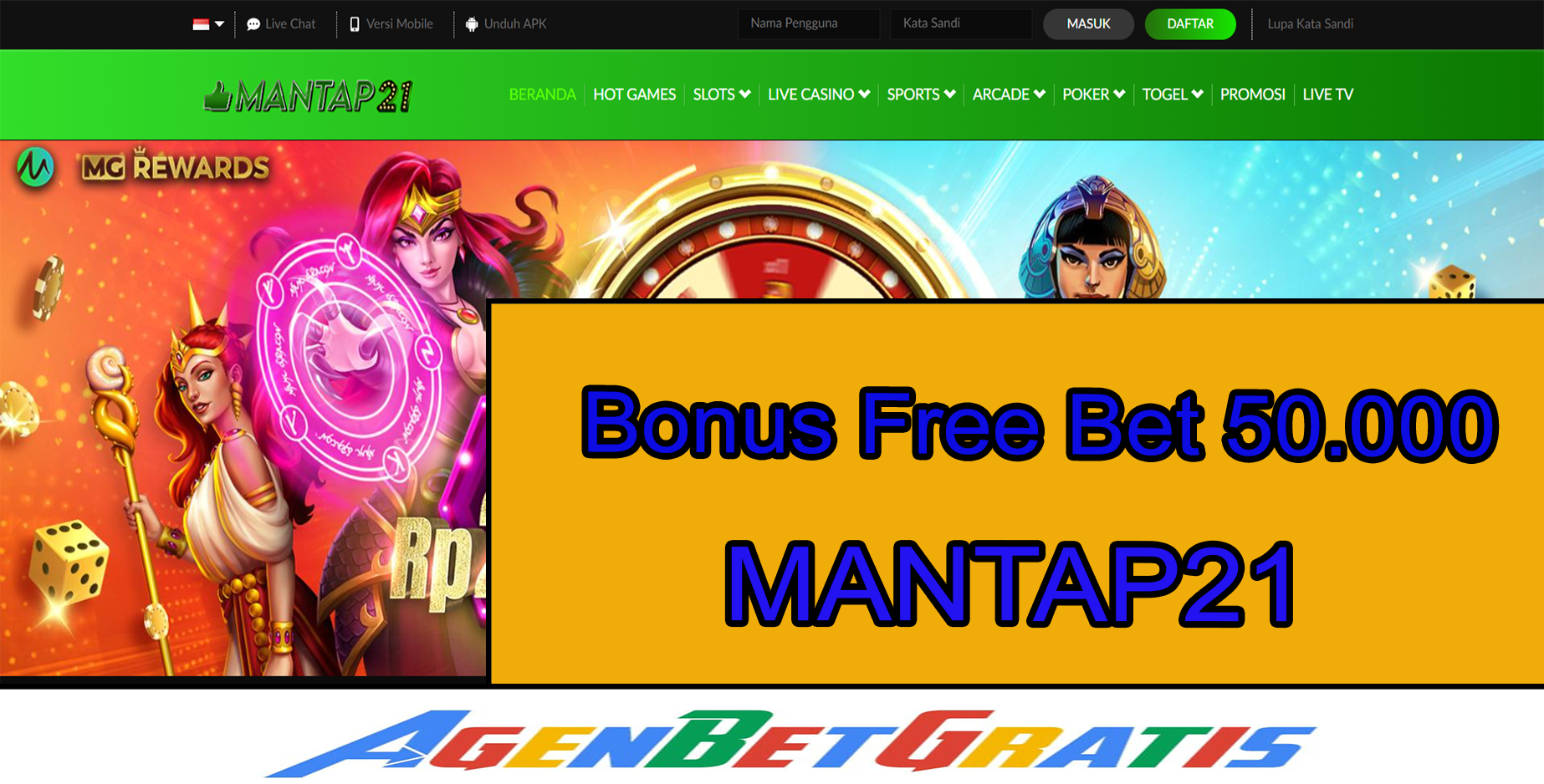 MANTAP21 - Bonus FreeBet 50.000