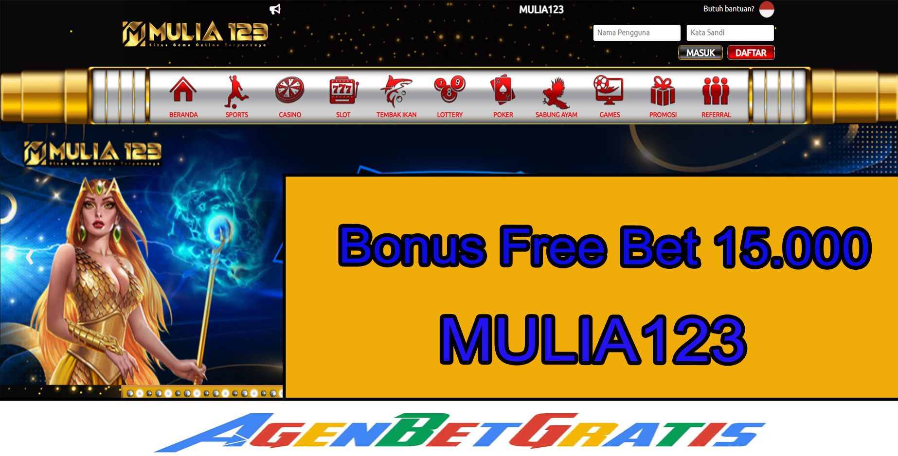 MULIA123 - Bonus FreeBet 15.000