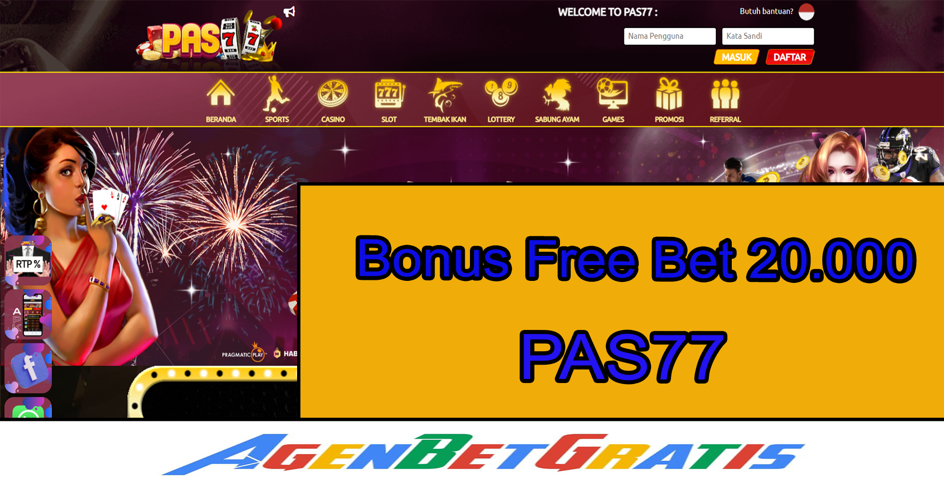 PAS77 - Bonus FreeBet 20.000