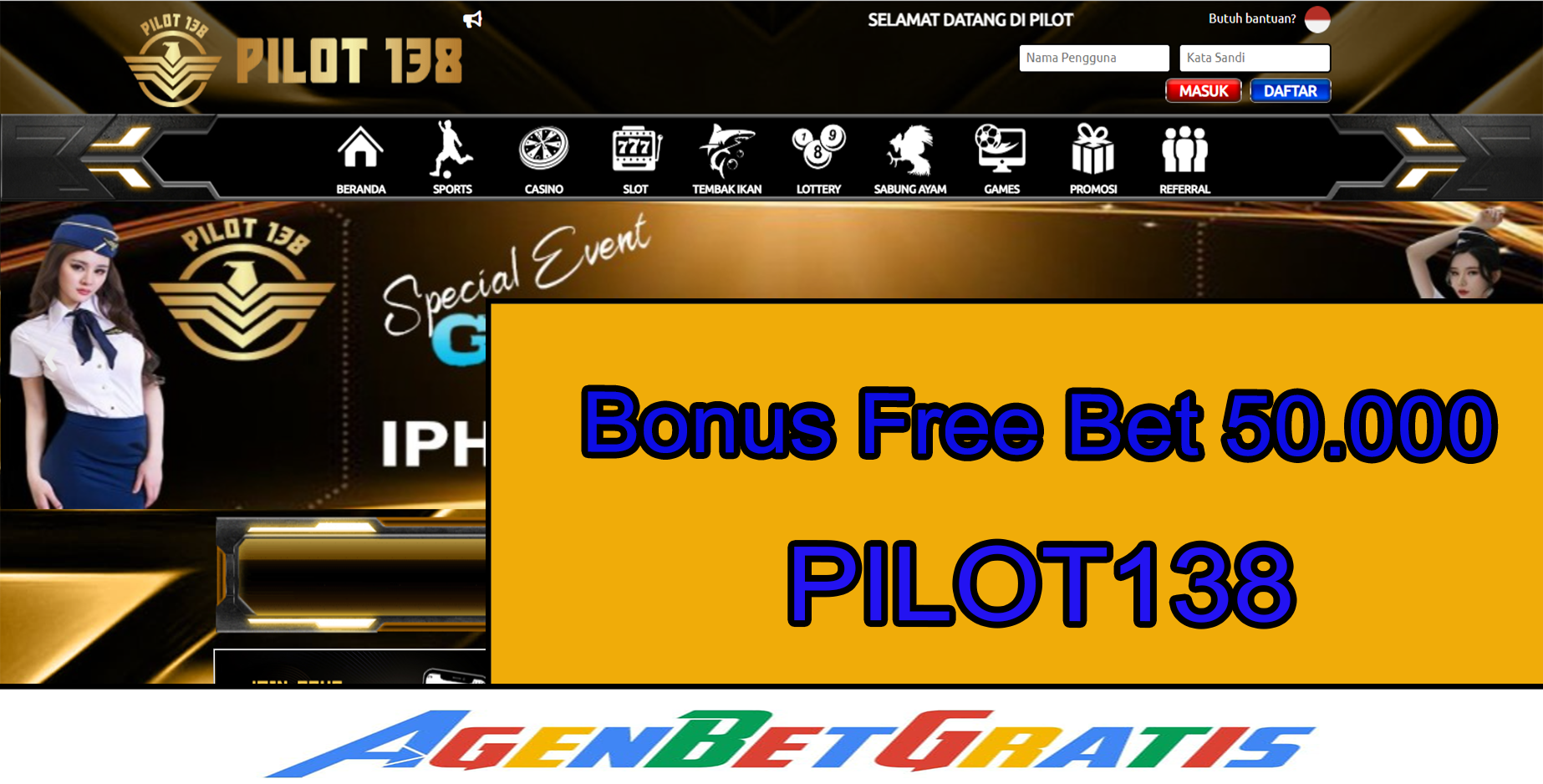 PILOT138 - Bonus FreeBet 50.000