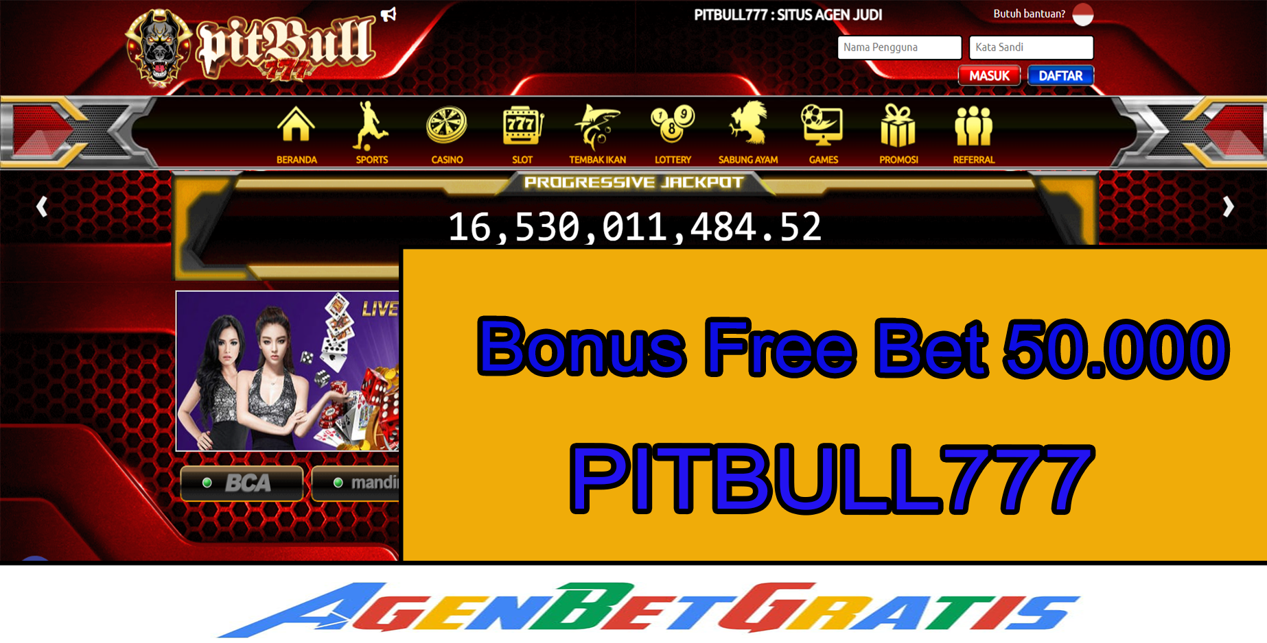 PITBULL777 - Bonus FreeBet 50.000
