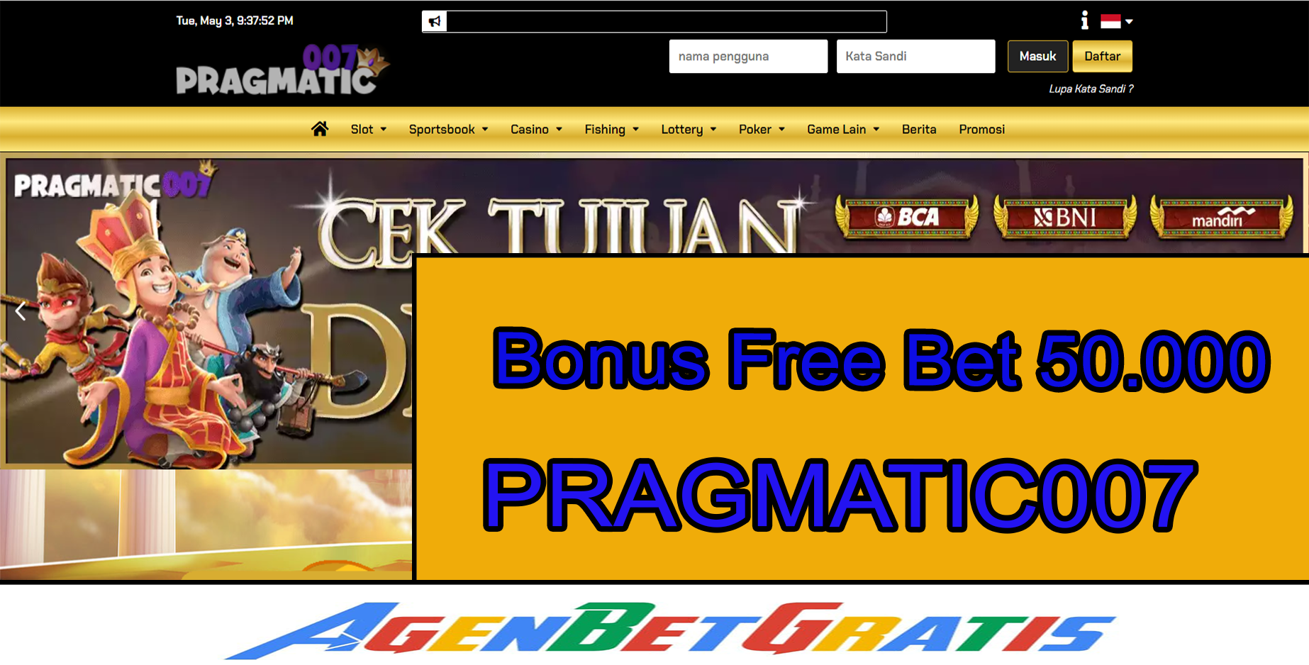 PRAGMATIC007 - Bonus FreeBet 50.000