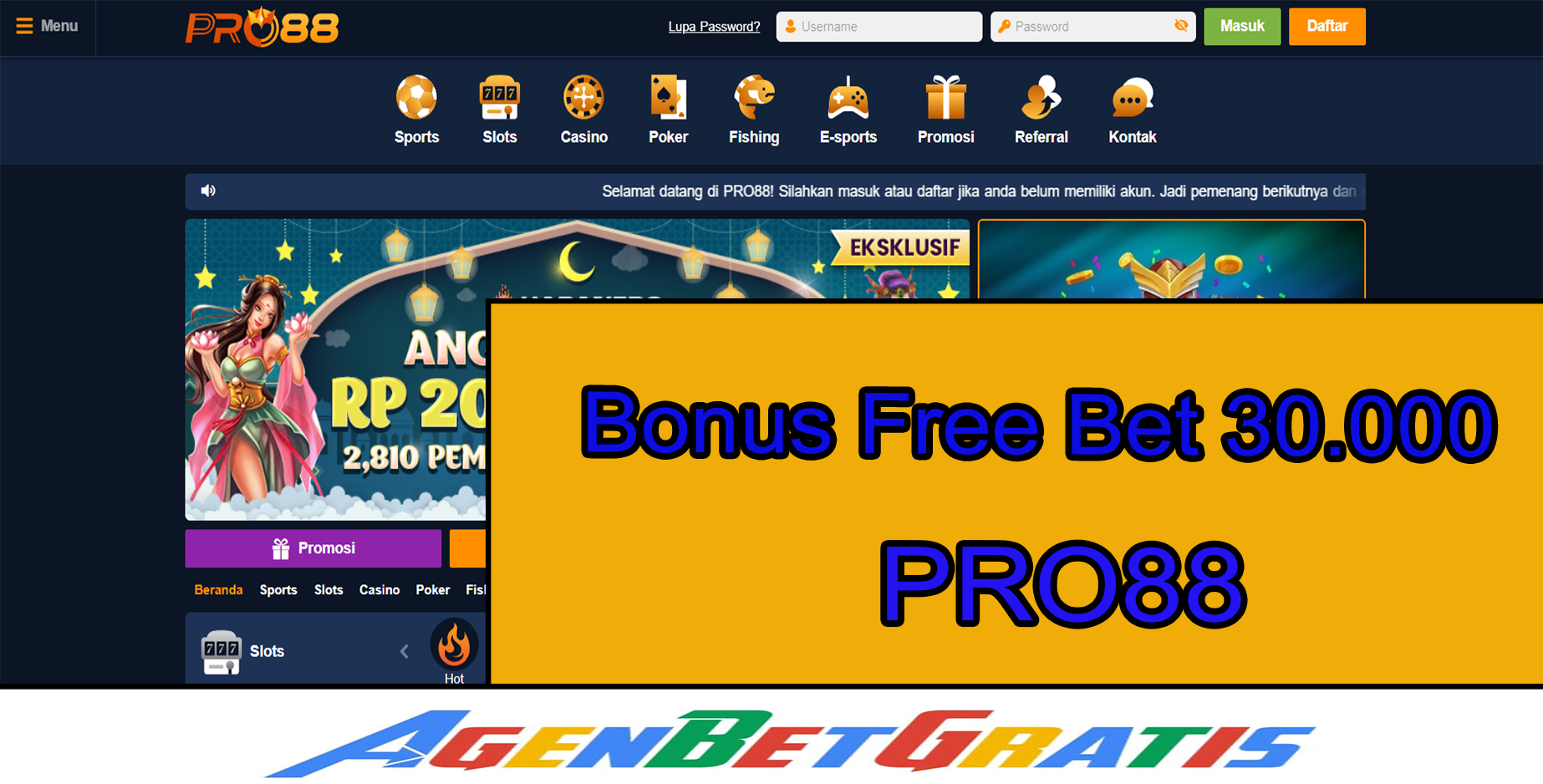 PRO88 - Bonus FreeBet 30.000