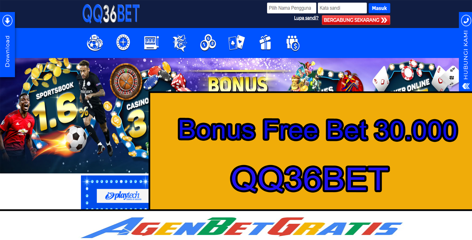 QQ36BET - Bonus FreeBet 30.000