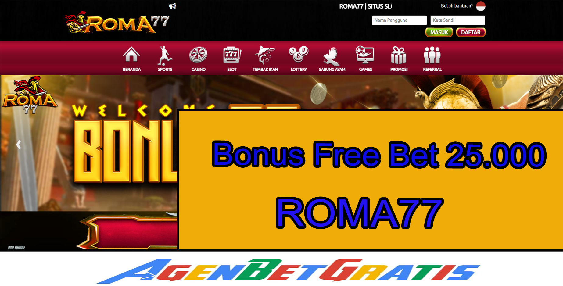 ROMA77 - Bonus FreeBet 25.000