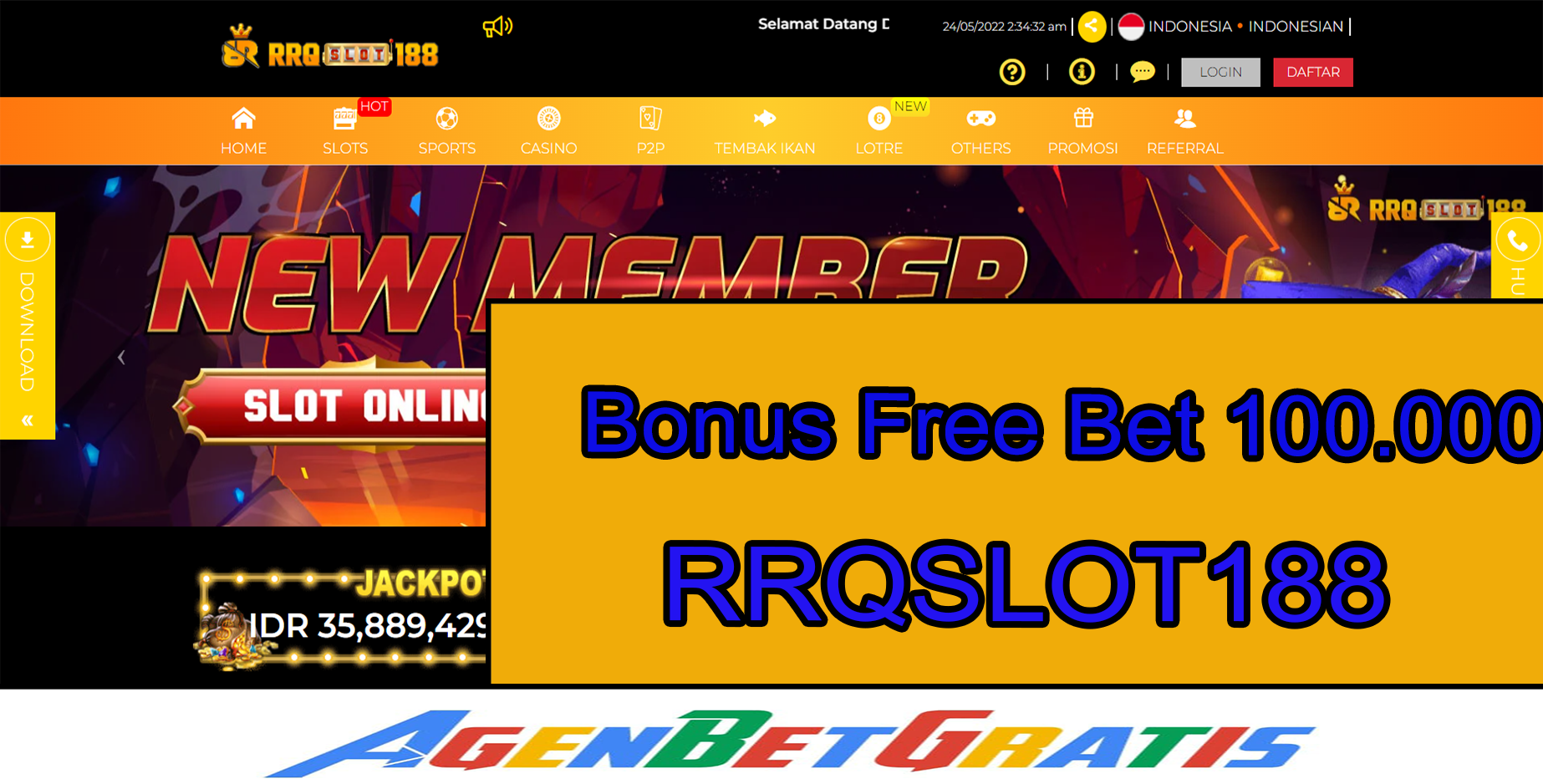 RRQSLOT88 - Bonus FreeBet 100.000