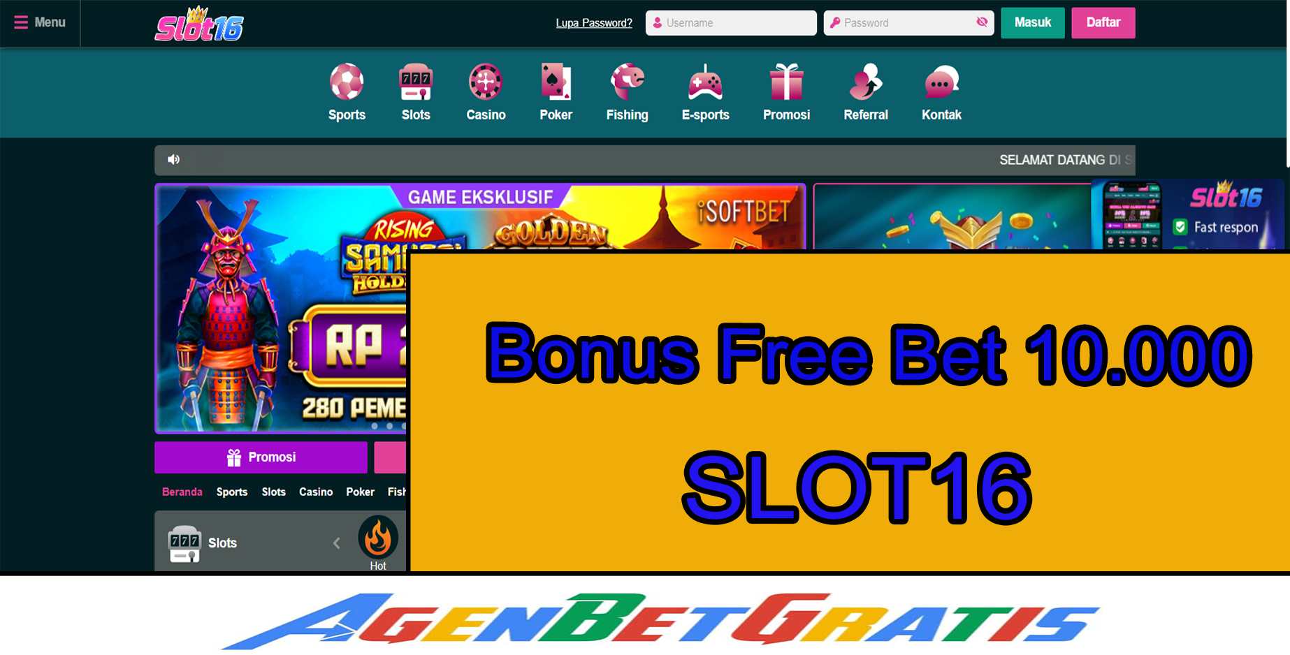 SLOT16 - Bonus FreeBet 10.000