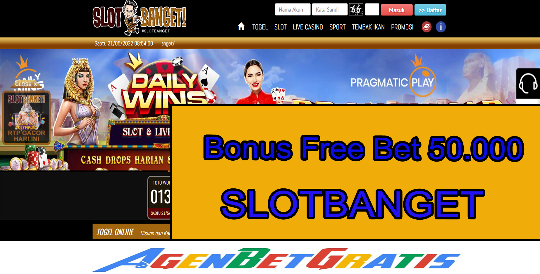 SLOTBANGET - Bonus FreeBet 50.000