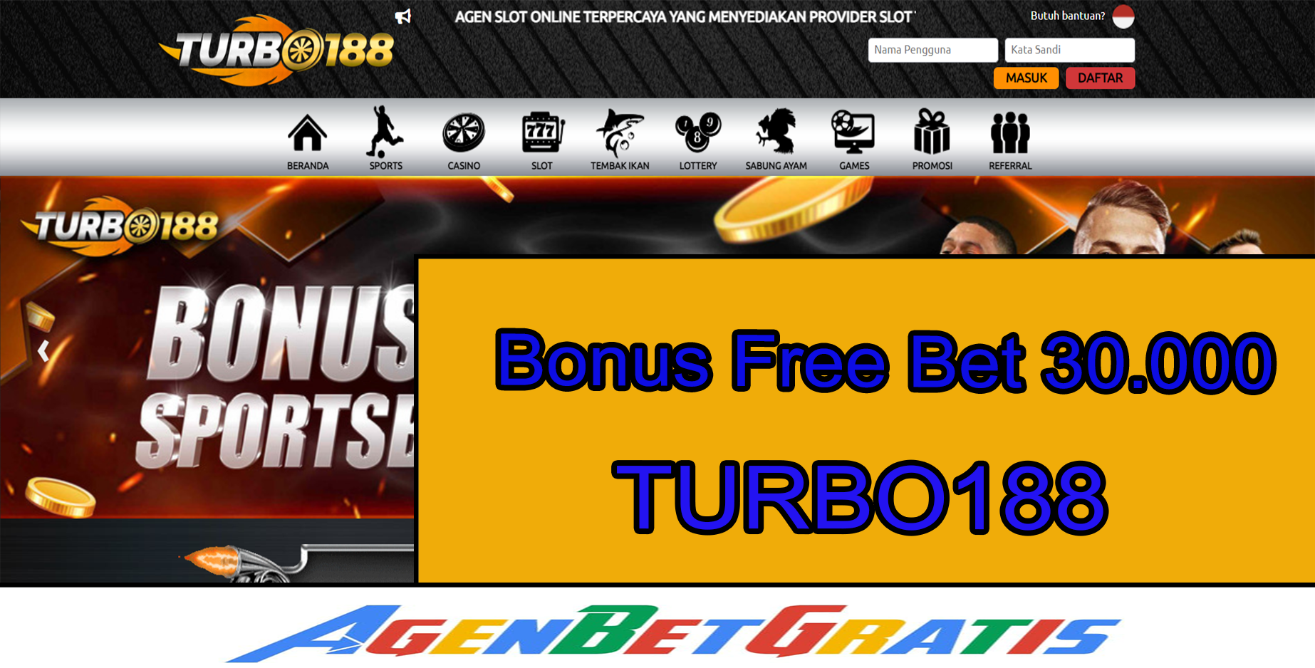 TURBO188 - Bonus FreeBet 30.000