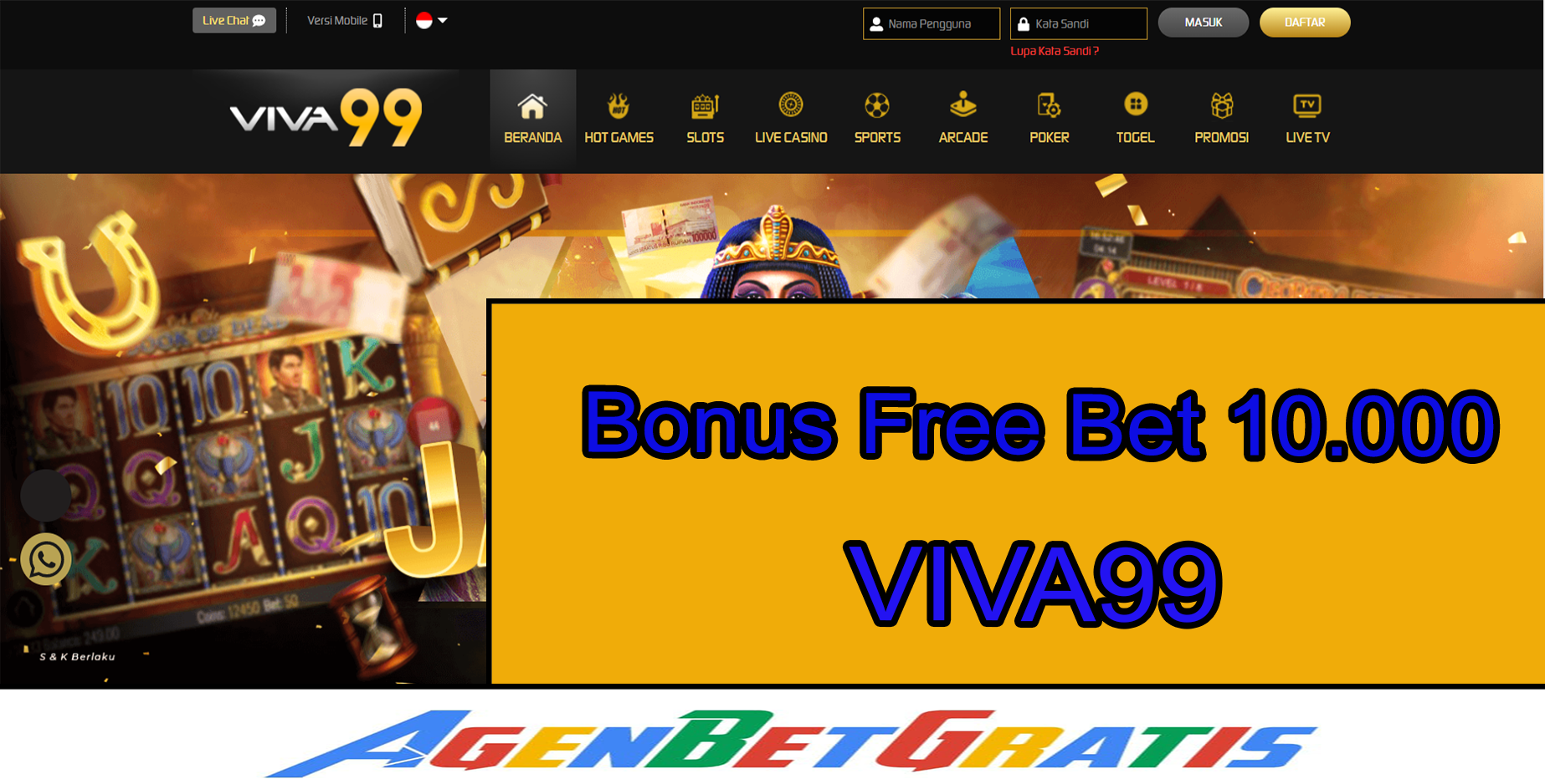 VIVA99 - Bonus FreeBet 10.000