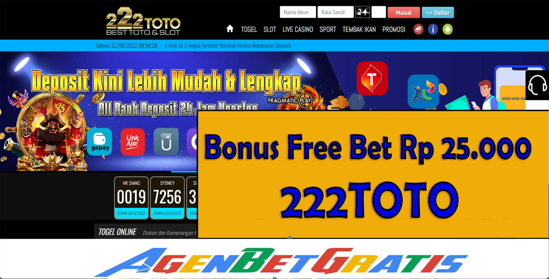 222TOTO - Bonus FreeBet 25.000