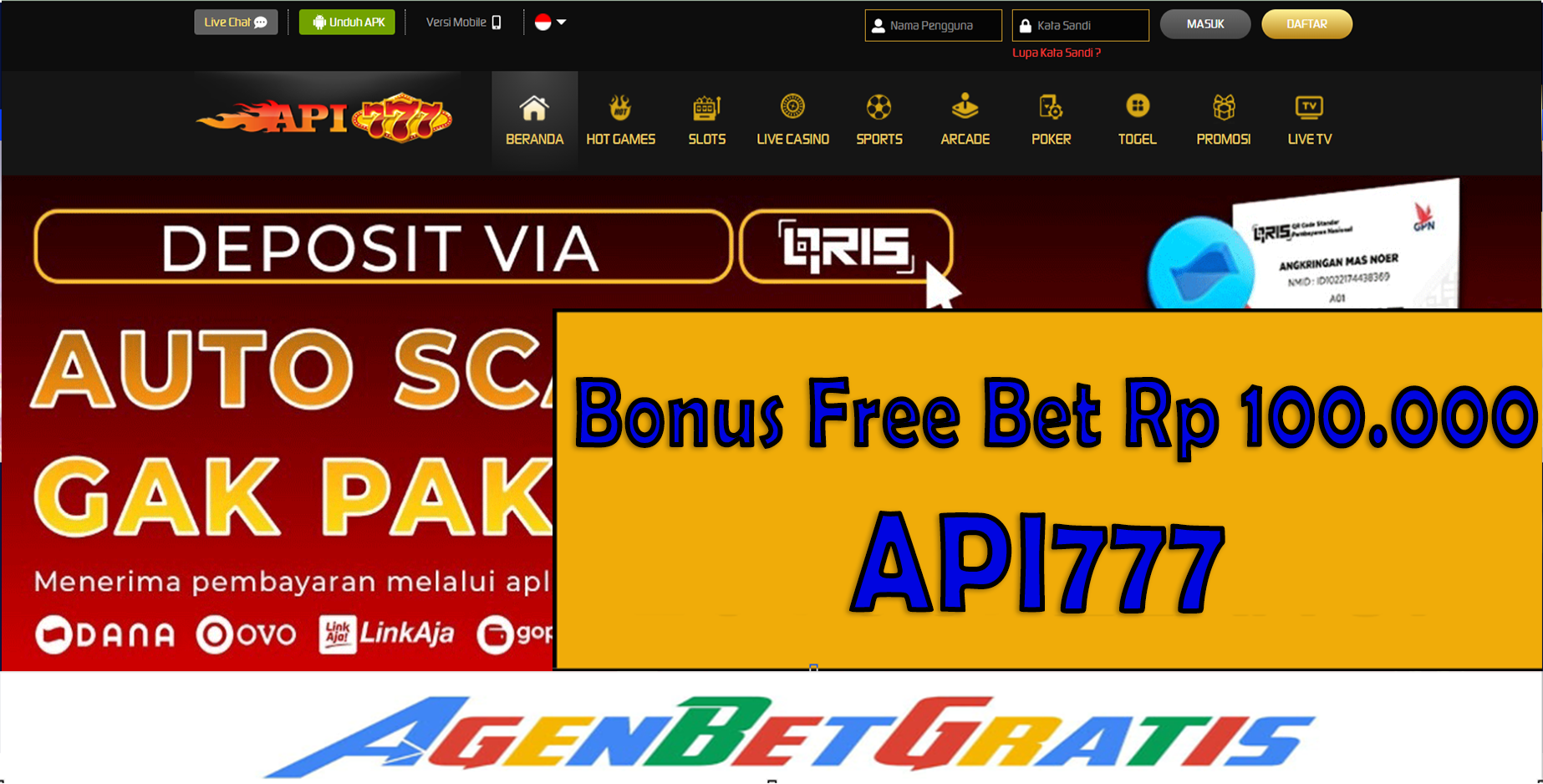 API777 - Bonus FreeBet 100.000