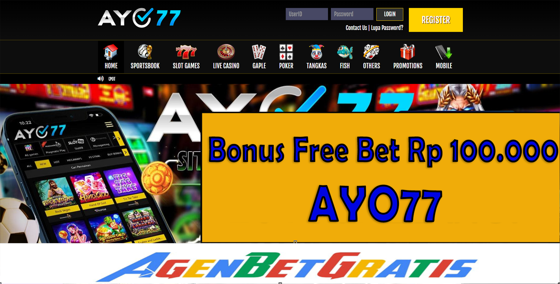 AYO77 - Bonus FreeBet 100.000