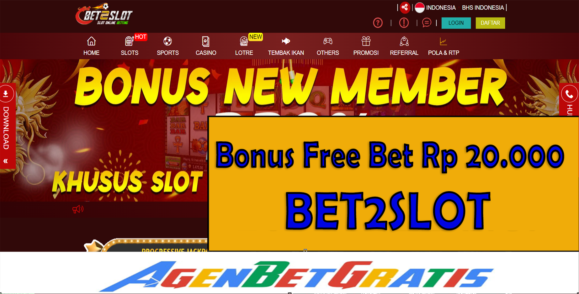 BET2SLOT - Bonus FreeBet 20.000