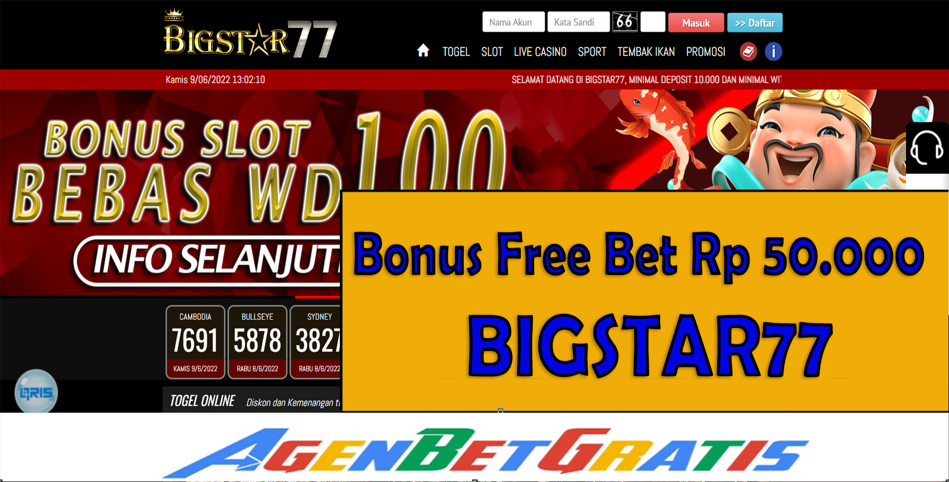 BIGSTAR777 - Bonus FreeBet 50.000