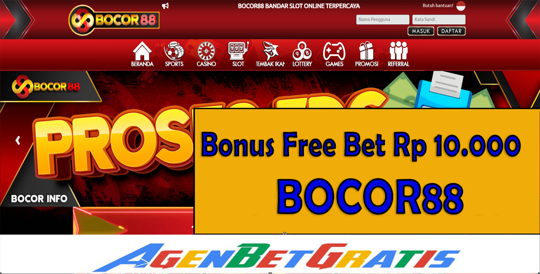 BOCOR88 - Bonus FreeBet 10.000