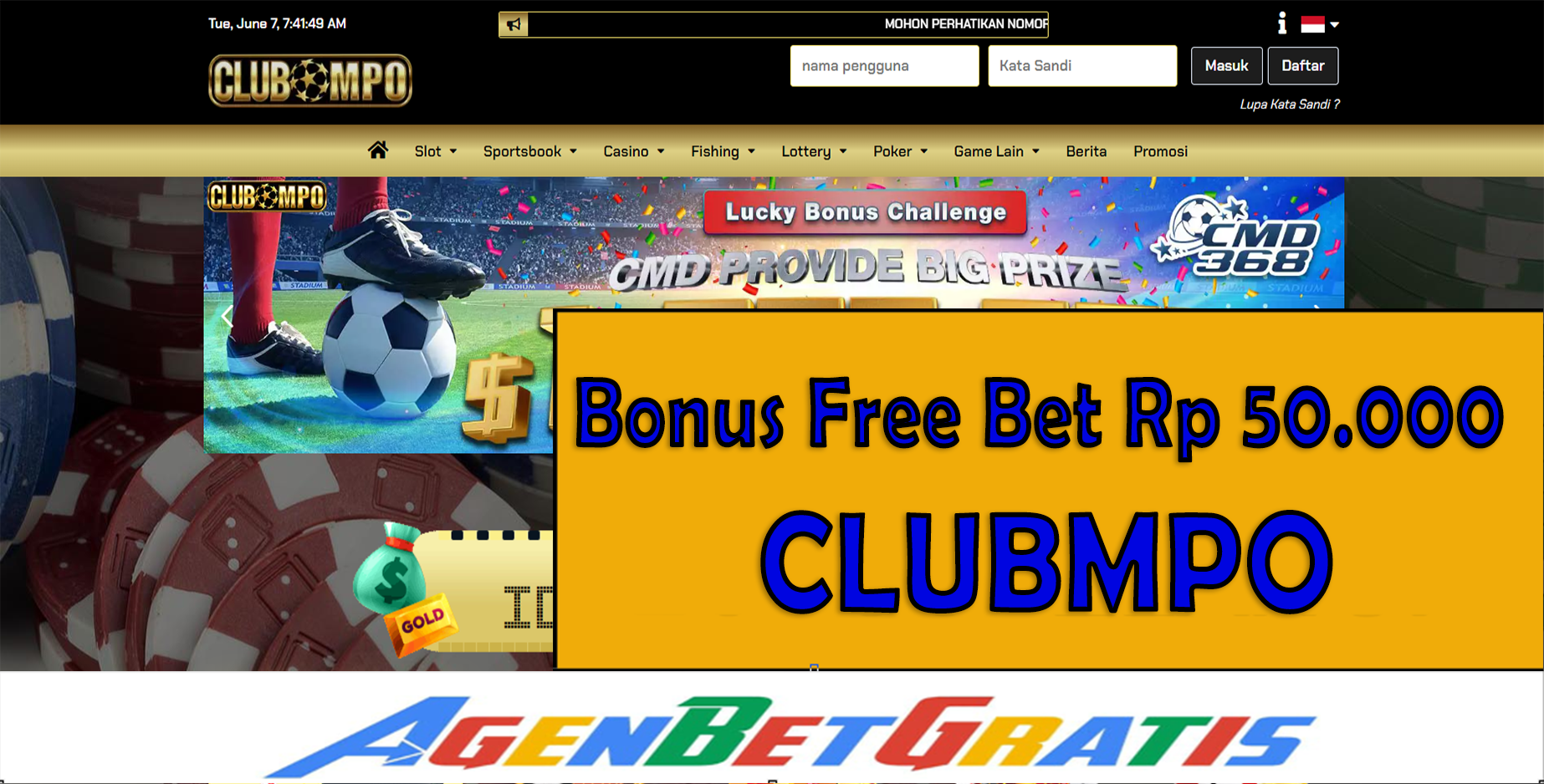 CLUBMPO - Bonus FreeBet 50.000