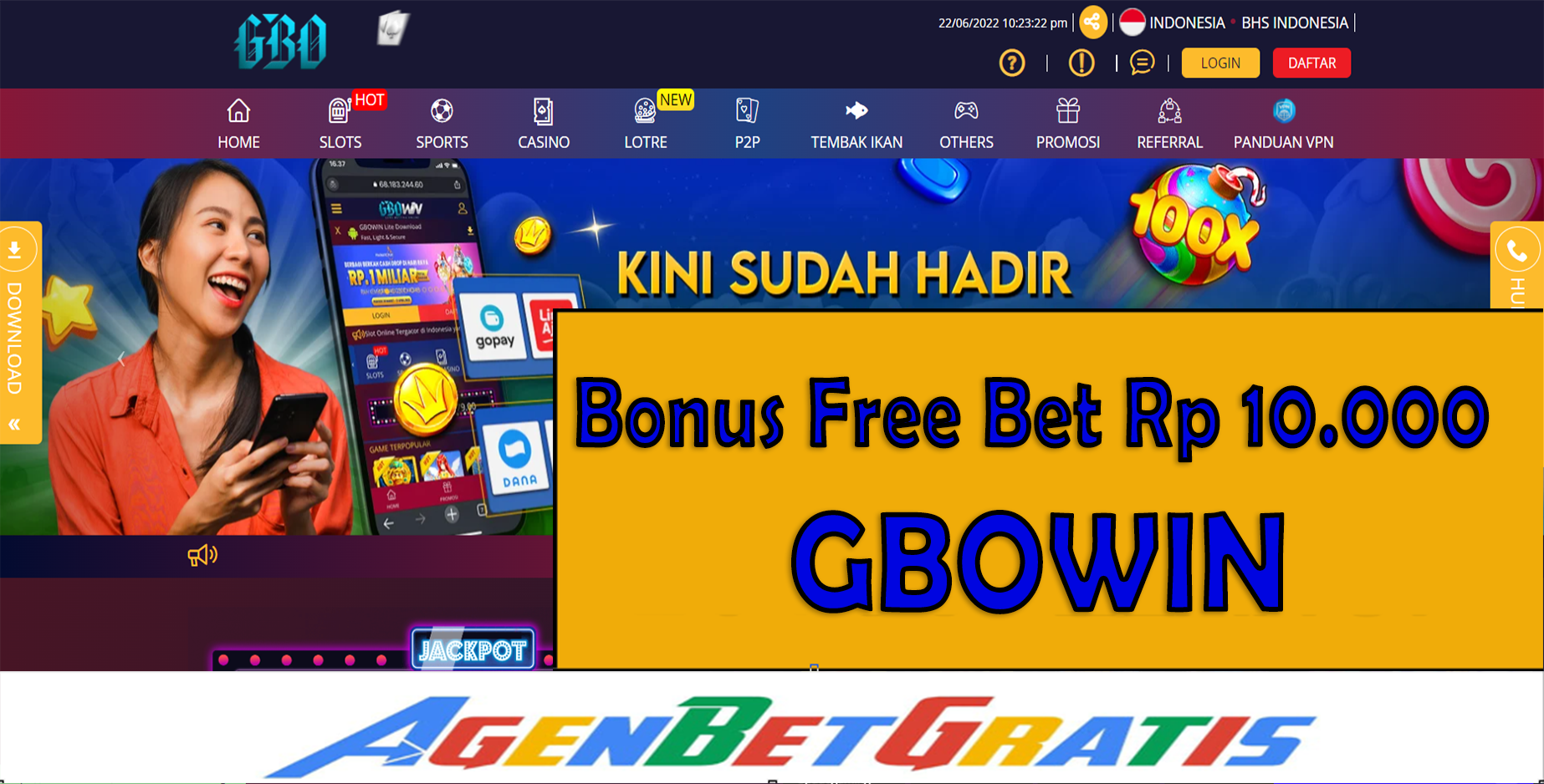 GBOWIN - Bonus FreeBet 10.000