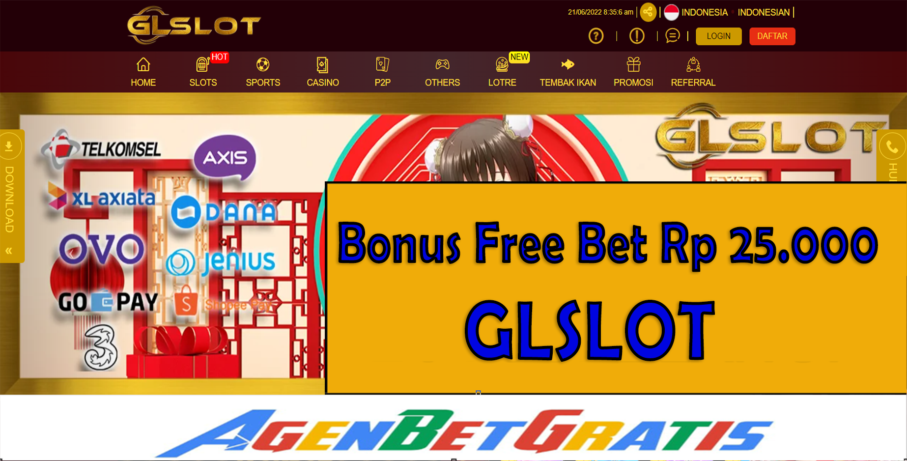 GLSLOT  - Bonus FreeBet 25.000