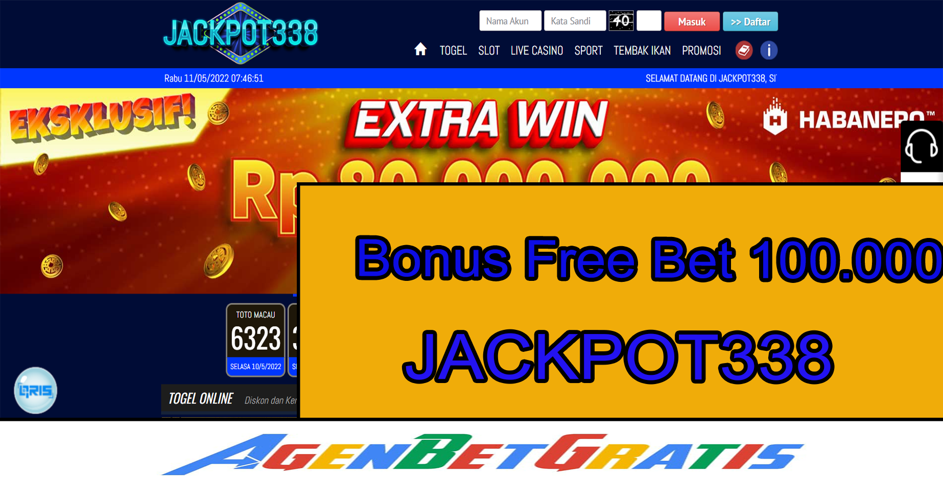 JACKPOT338 - Bonus FreeBet 10.000