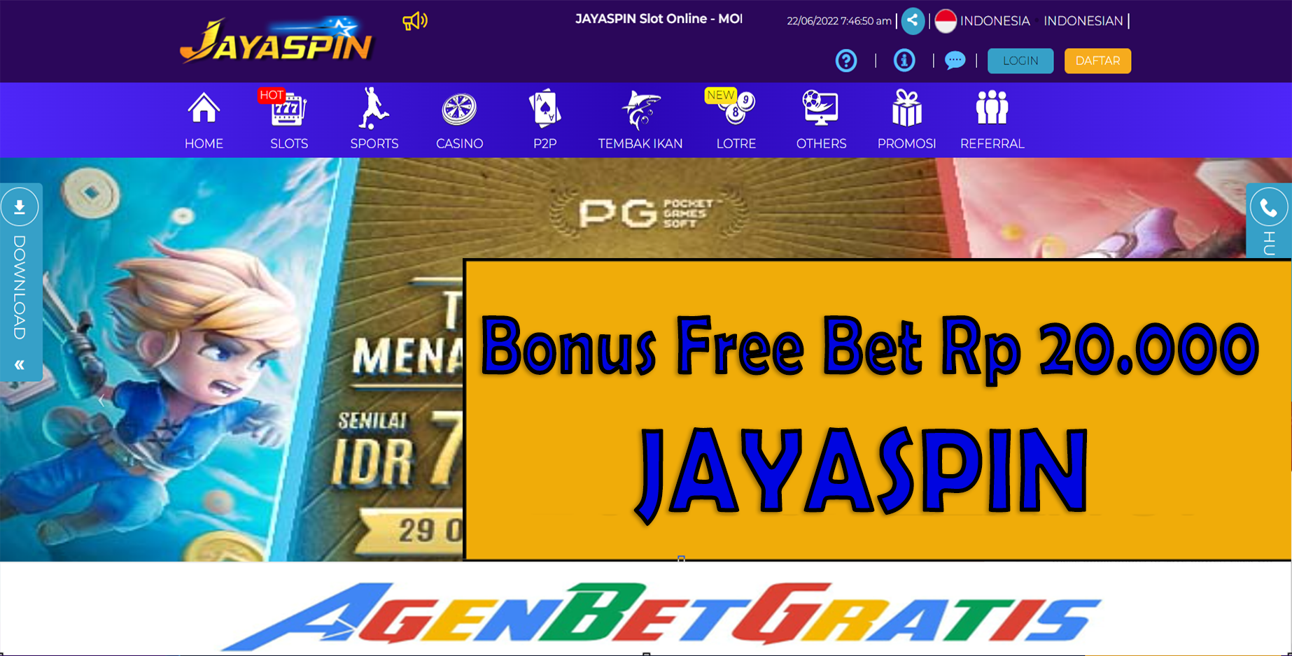 JAYASPIN - Bonus FreeBet 20.000