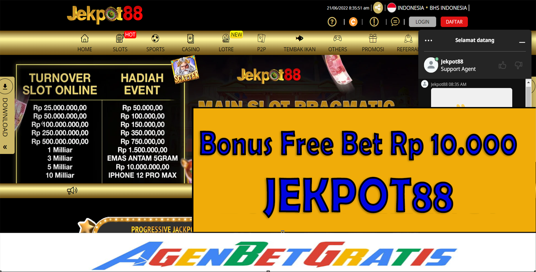 JEKPOT88 - Bonus FreeBet 10.000