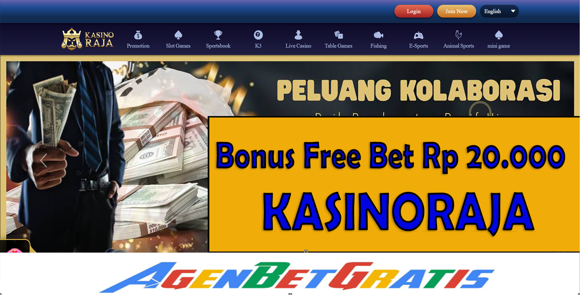 KASINORAJA - Bonus FreeBet 15.000